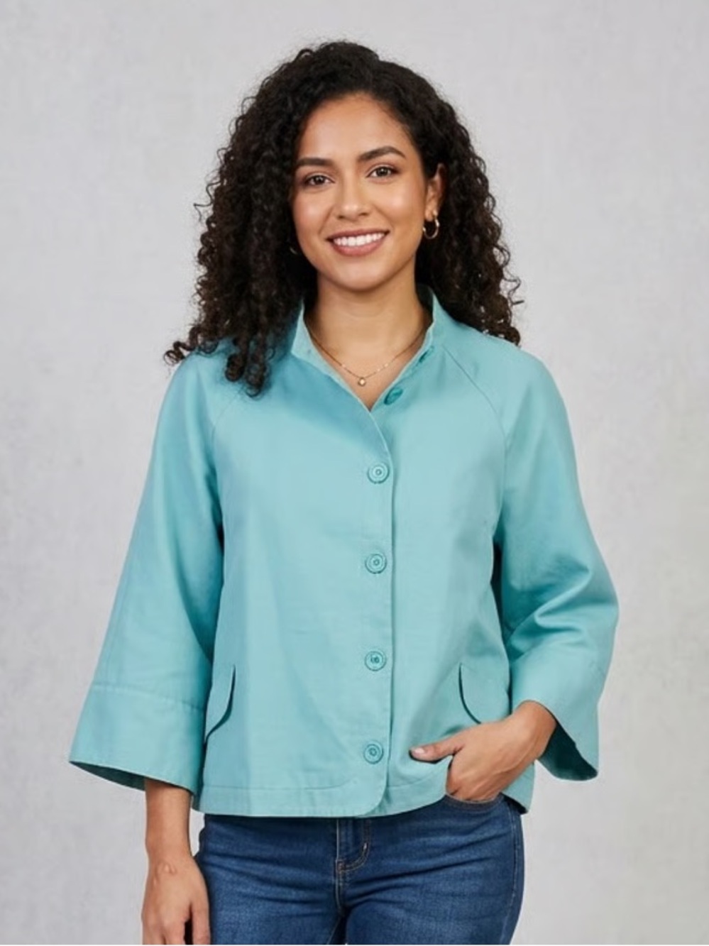 MAXMARA | Aqua Vintage Inspired Collarless Button Jacket Sz 14